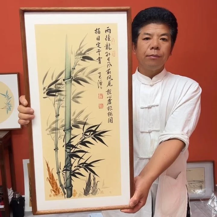 张富民作品/指日定干霄（乌檀木实木框）/古宣/36*70cm左右