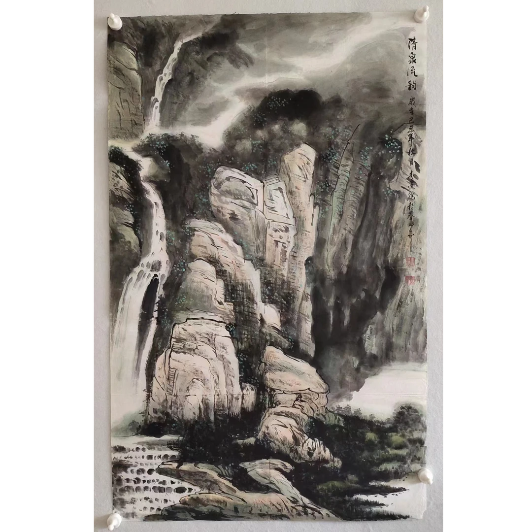 1205  纯手绘老字画《清泉流韵》中堂  尺寸 120×65