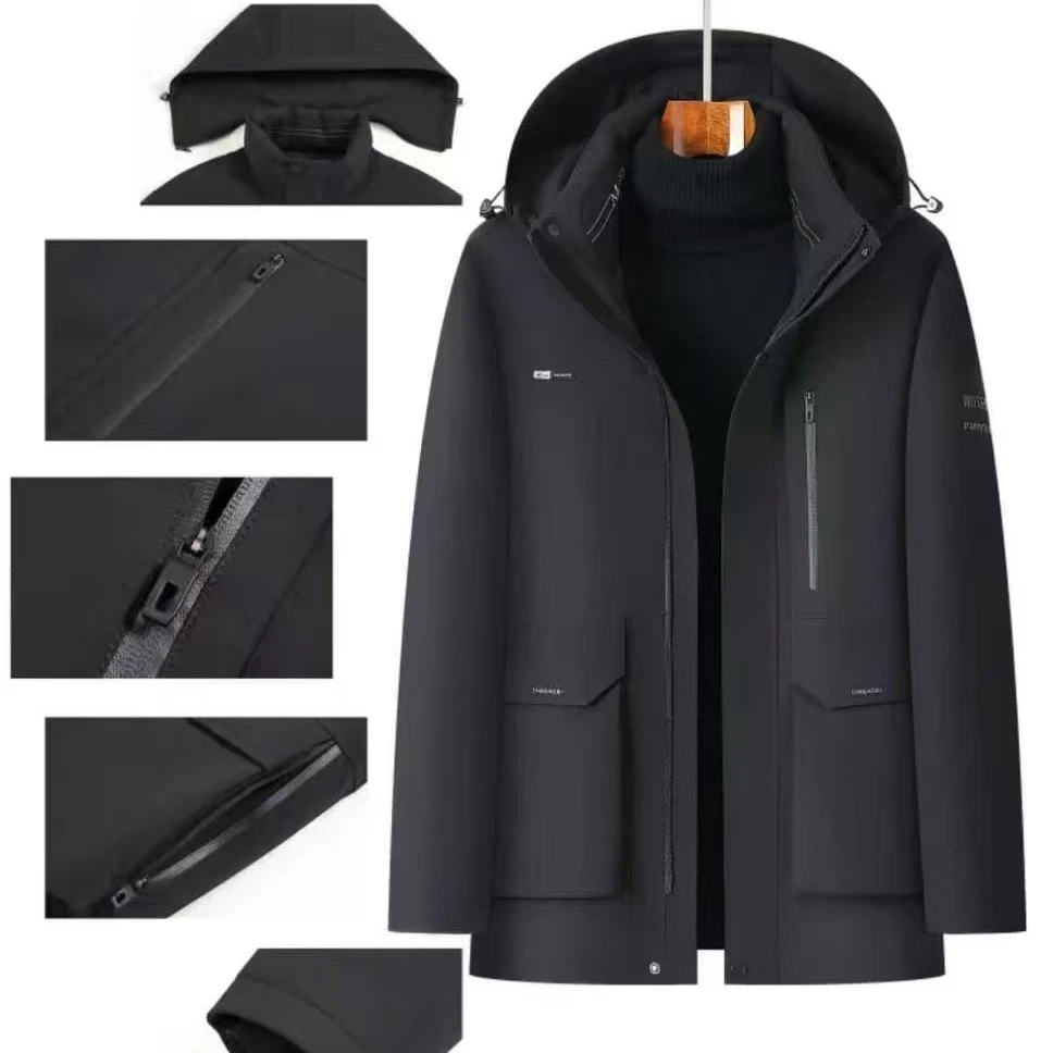 （带帽款内里可拆卸）冬季新款加绒加厚爸爸男士派克服