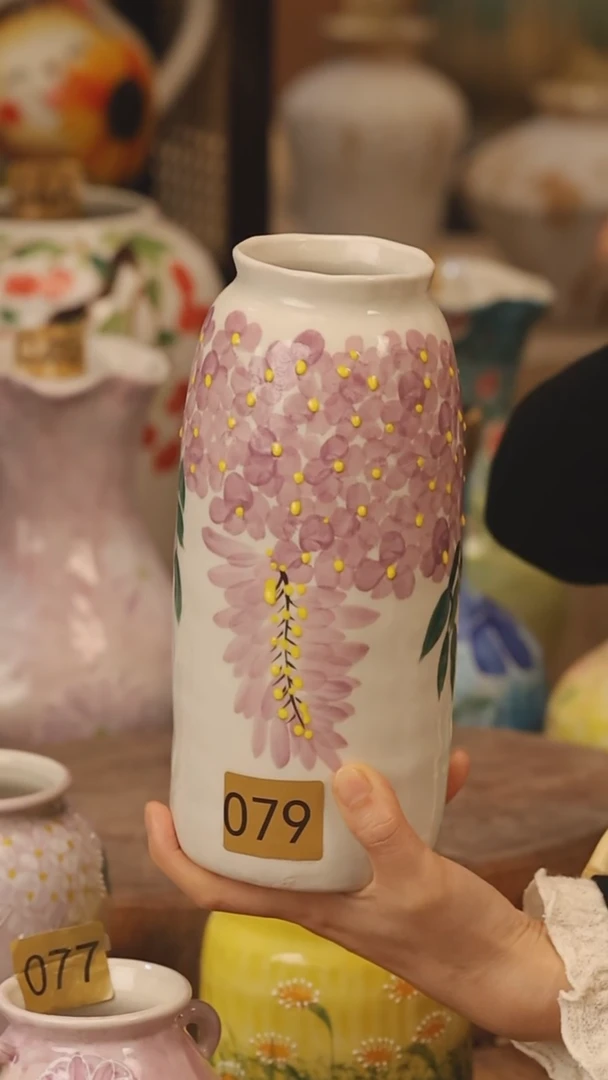 陶瓷景德镇设计师手作花器摆件侘寂风@M079@