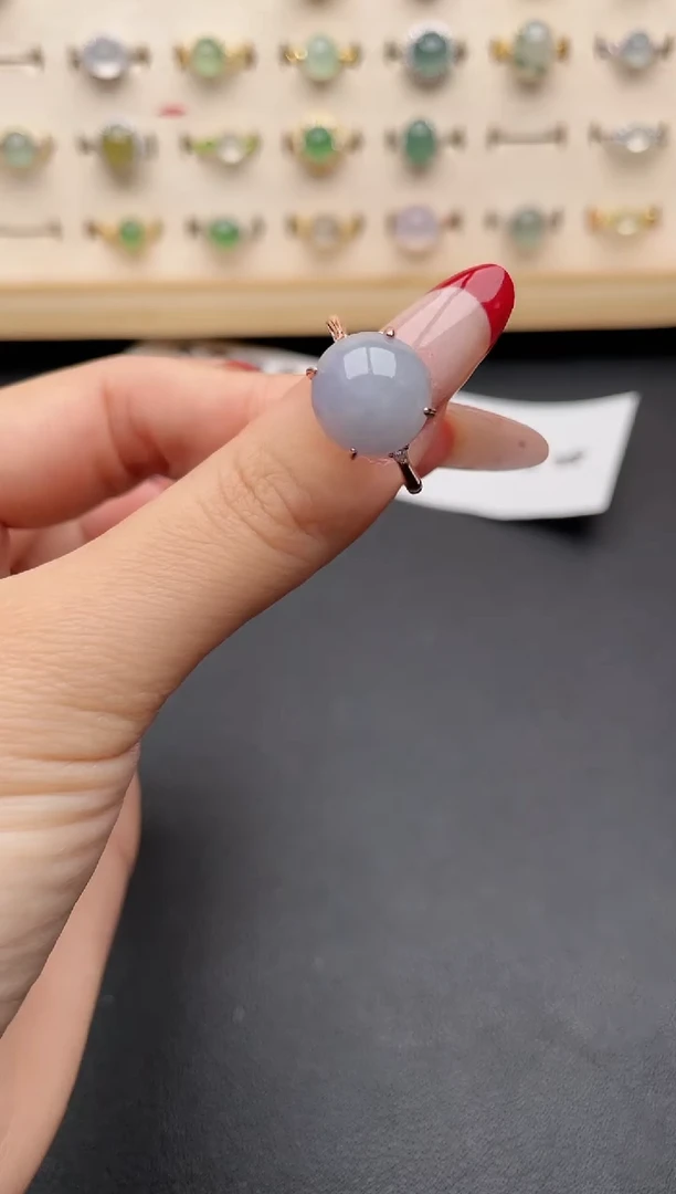 【闪购商品】翡翠戒指银S925镶嵌一物一证一礼盒