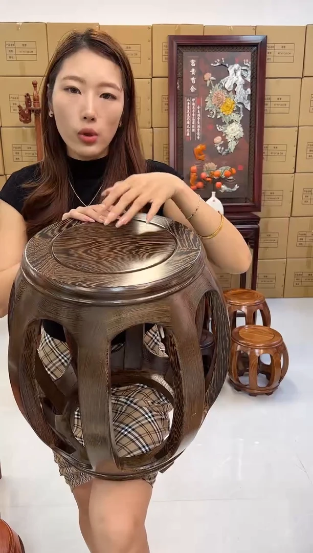 鸡翅木类家具鸡翅木大号鼓凳国标假一赔四