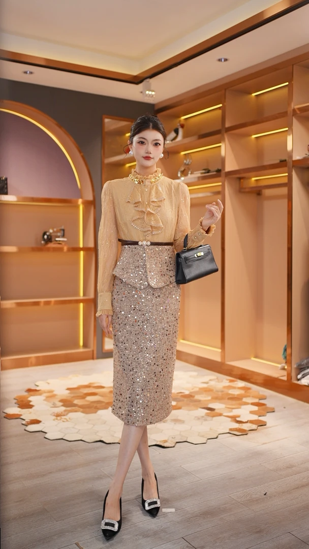 【香舍菲尔】88091-新款法式气质百搭显瘦轻奢修身连衣裙-玲