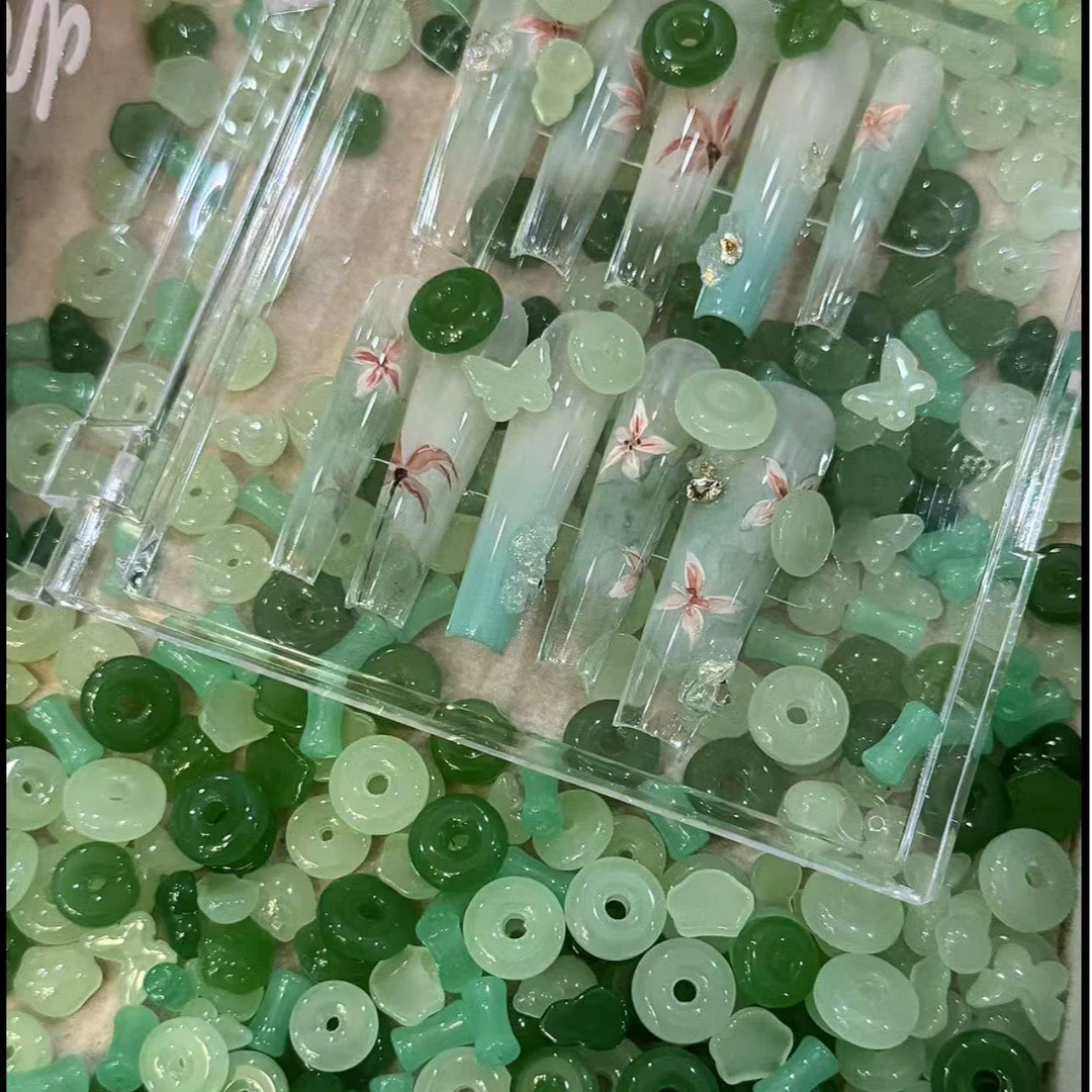 美甲饰品国朝中国风玉石系列平安扣2025新款新中式立体穿戴甲装饰