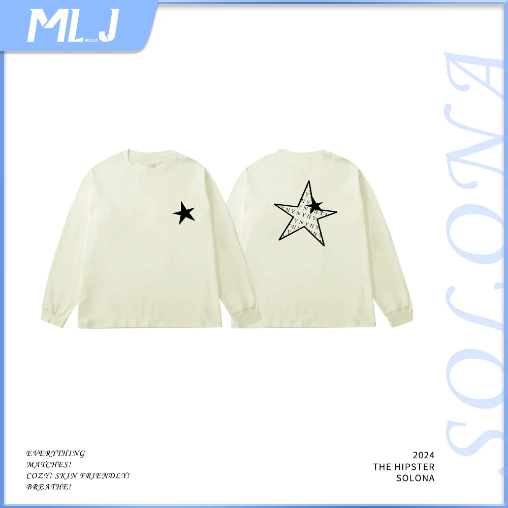 幕旅纪-无帽卫衣春季新款简约常规款长袖水洗印花