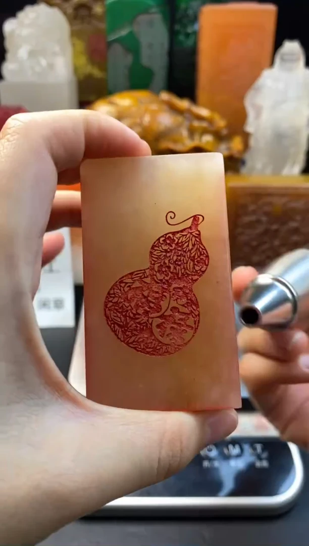 寿山石印石荔枝冻葫芦（福禄）多面印-如意