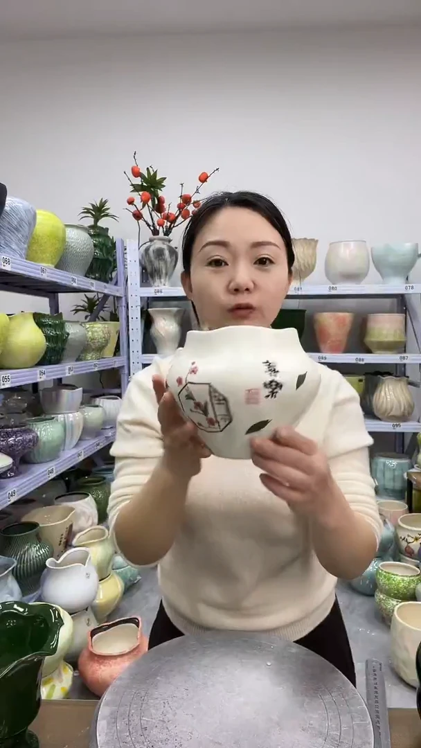 12.1陶瓷花盆直播链接高.      14口11