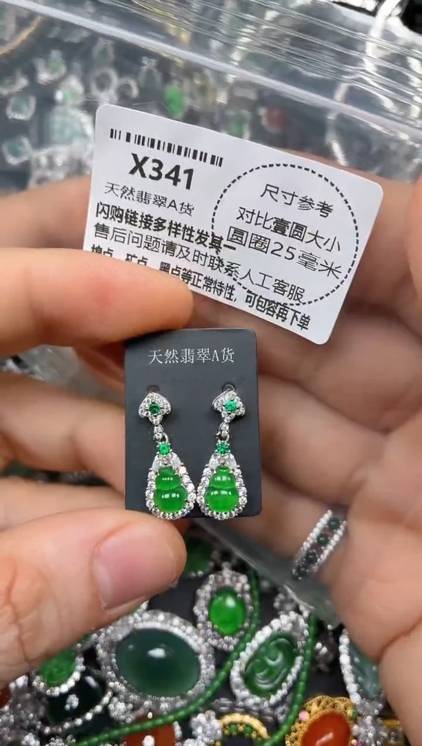 颈饰未镶嵌翡翠X341耳钉