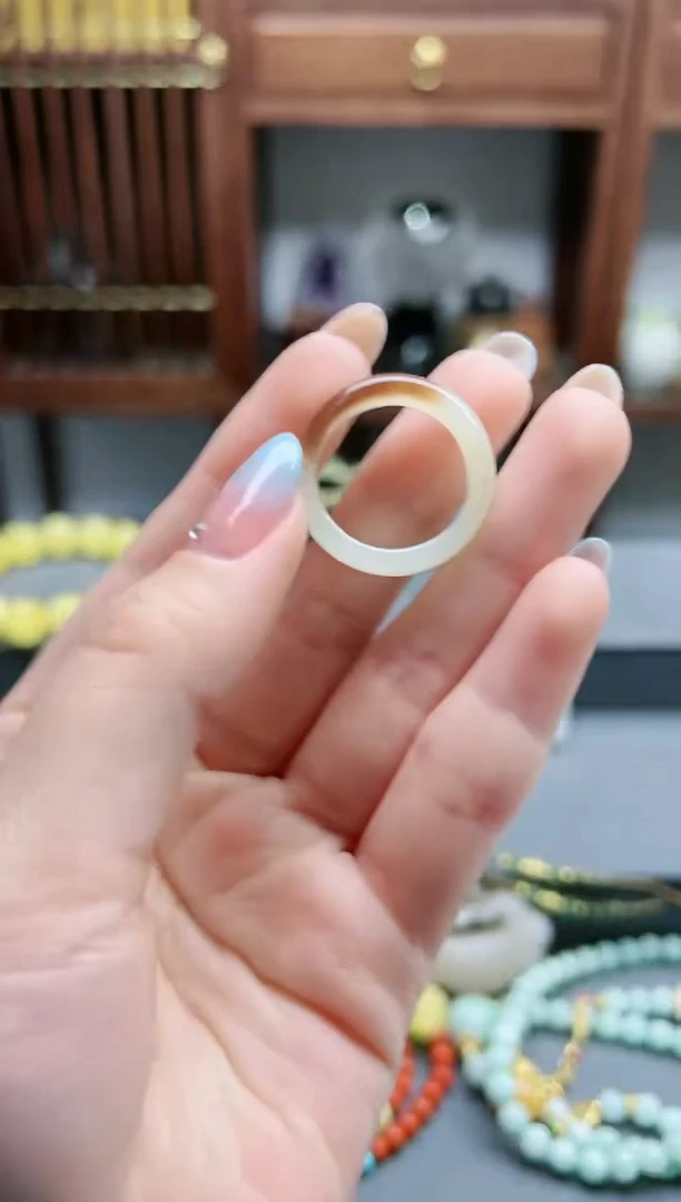 【闪购商品】和田玉指环未镶嵌糖白料指环20号*1 BDD