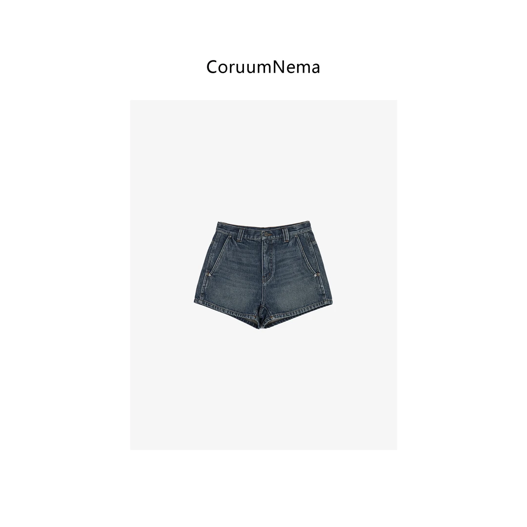 【CoruumNema】2025年新款休闲设计感复古牛仔短裤180309