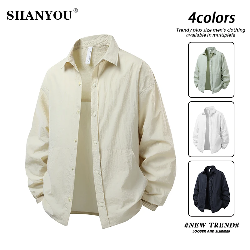 冰感翻领薄款防晒衣百搭透气时尚男青少年潮牌美式男生舒适防晒衣