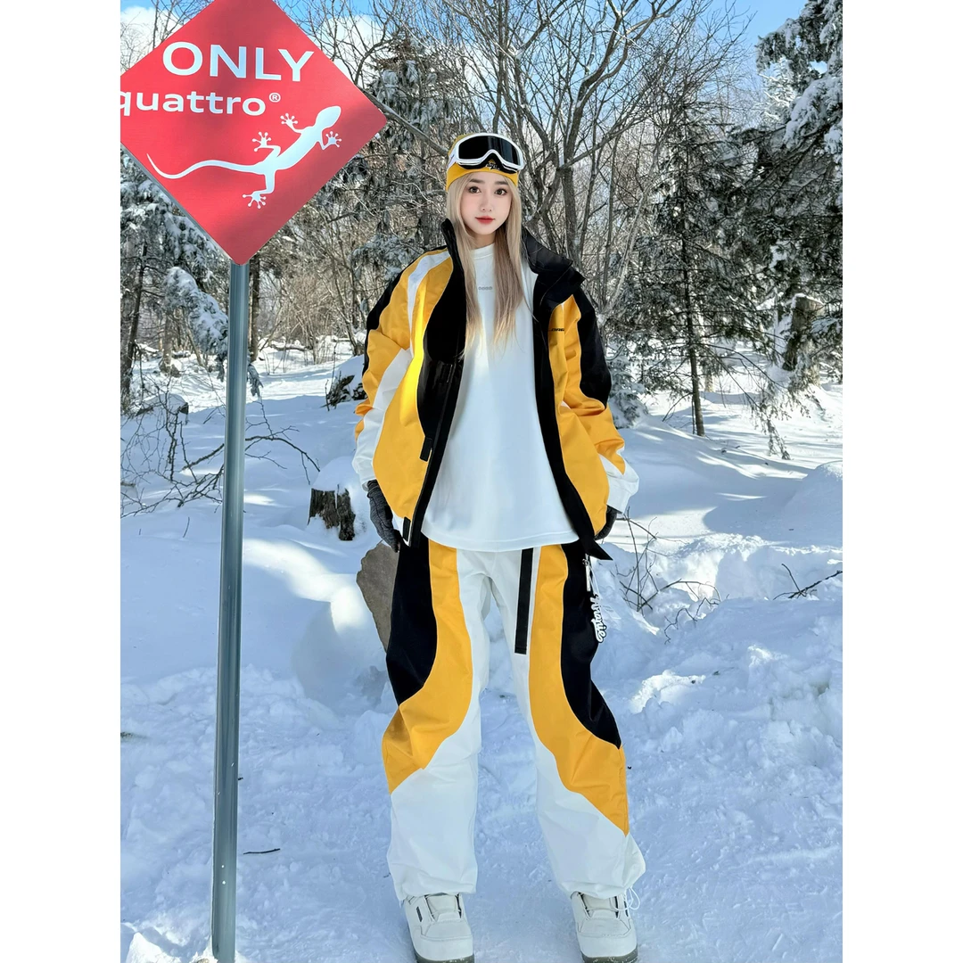 临典撞色拼接滑雪服套装女2025冬新款户外防风防水单双板雪服外套