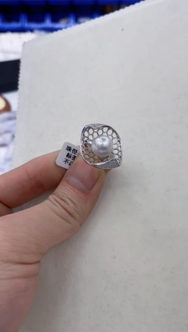 银S925镶嵌戒指海水珍珠