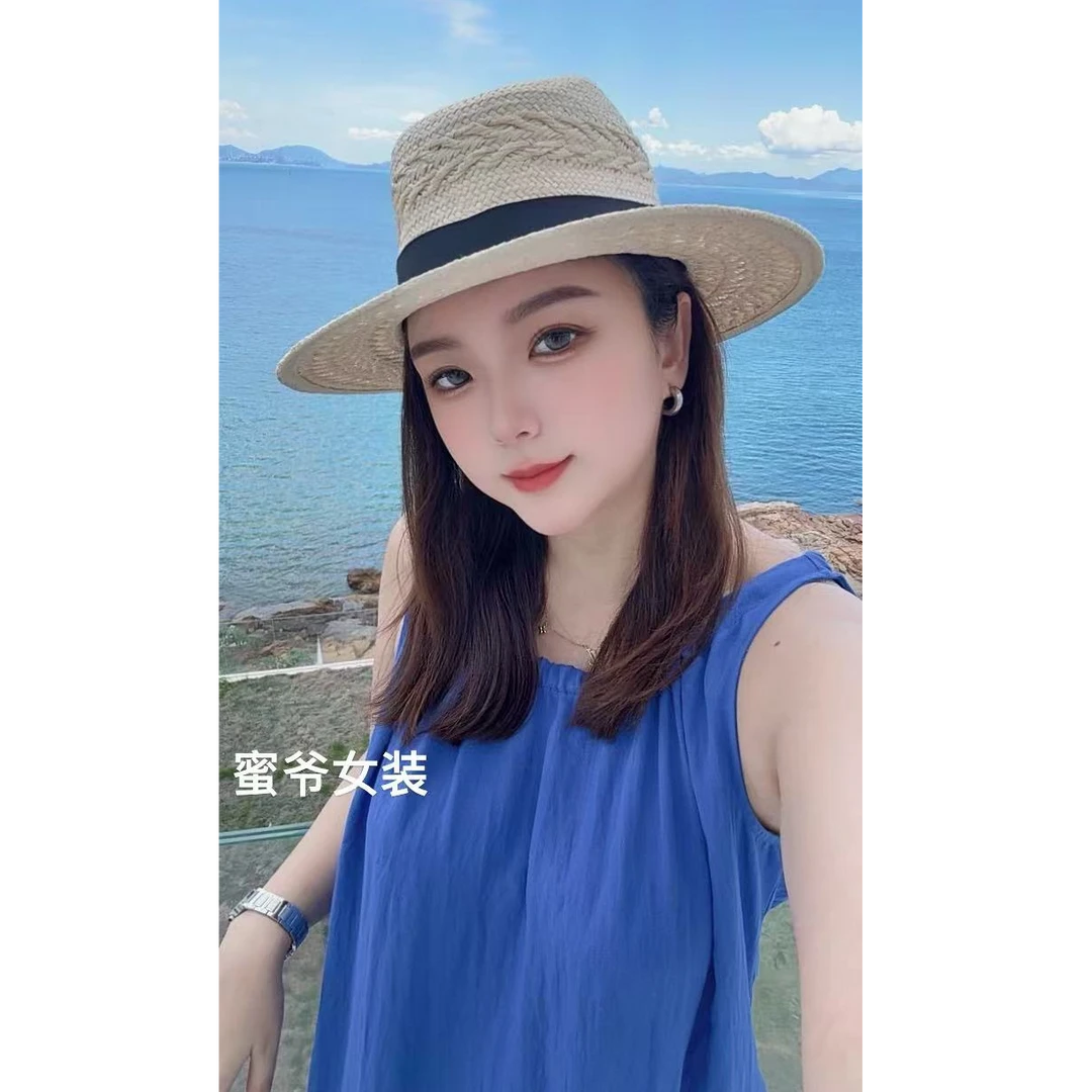 【蜜爷家】度假风挂脖棉麻连衣裙8899#