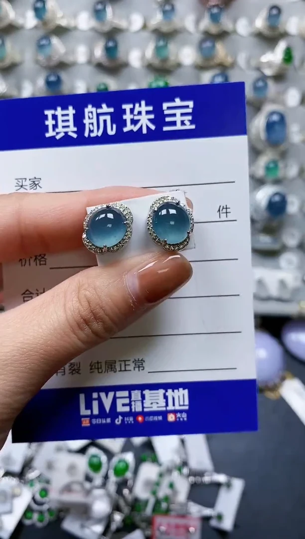 【闪购商品】翡翠耳饰银S925镶嵌0372