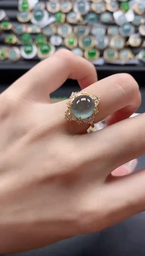 【闪购商品】翡翠戒指银S925镶嵌51511