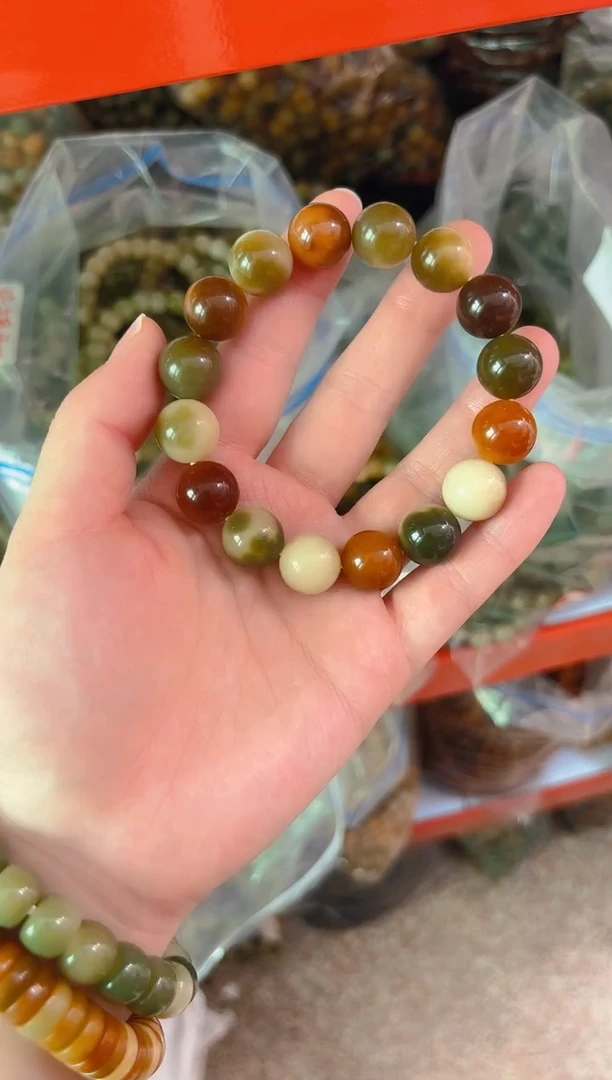 菩提根/象牙果吊坠花皮圆珠单圈手串