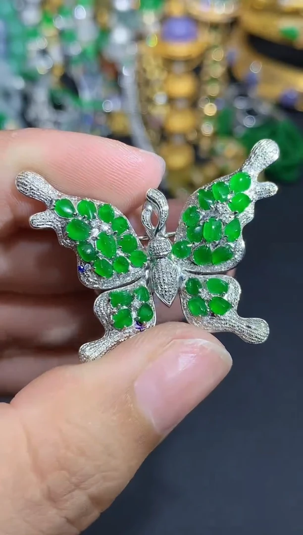 翡翠18K金镶嵌吊坠(不含链)756-春日珠宝