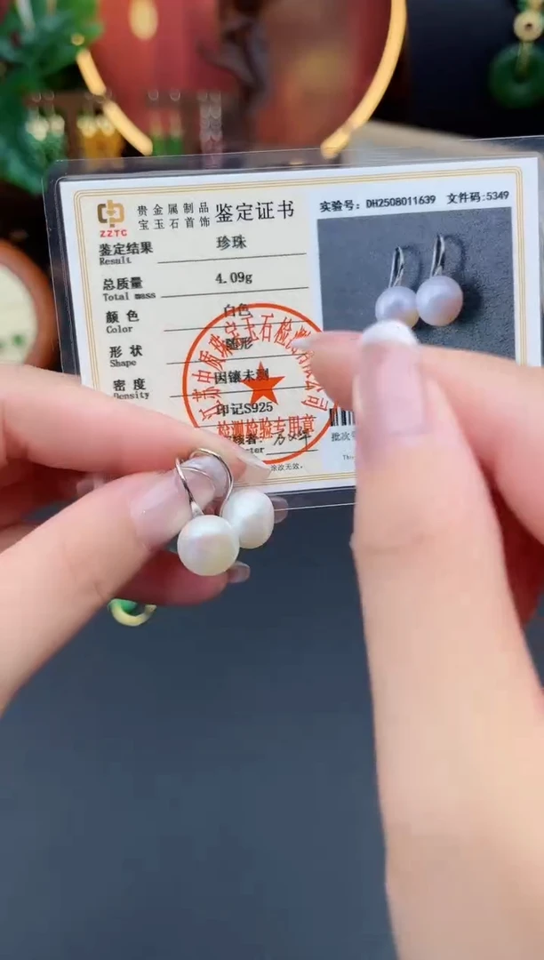 银S925镶嵌淡水珍珠耳饰珍珠高跟鞋