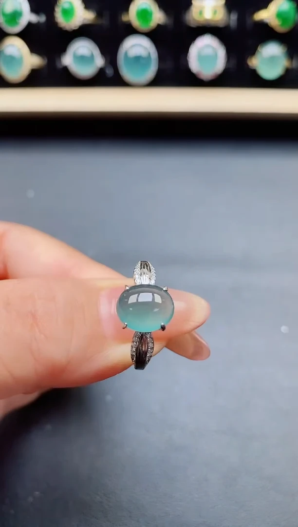 翡翠戒指银S925镶嵌1321