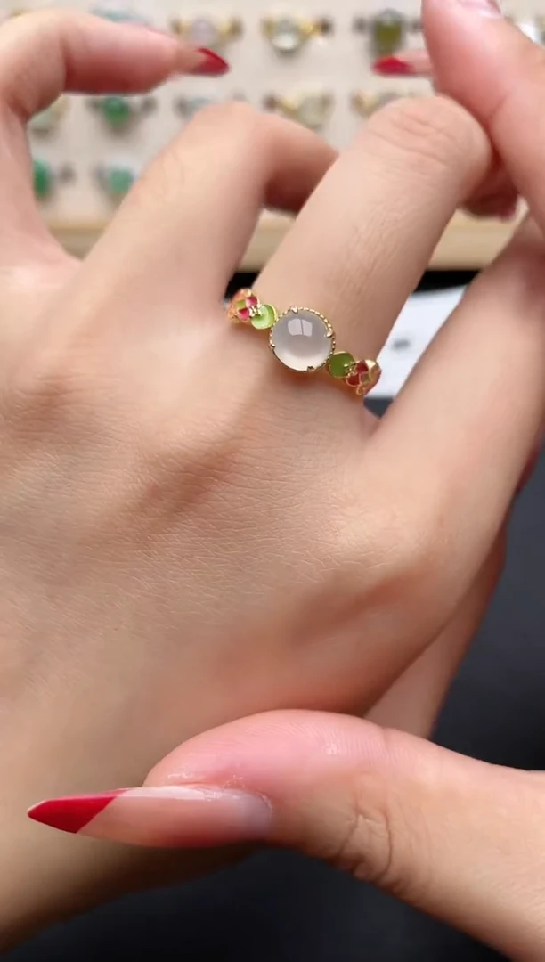 【闪购商品】翡翠戒指银S925镶嵌一物一证一礼盒