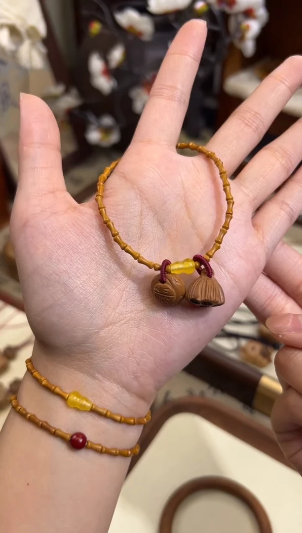 手串桃核【桃缘行】竹节「葫芦福气莲莲」桃核辟、挡、驱、护 备注手围