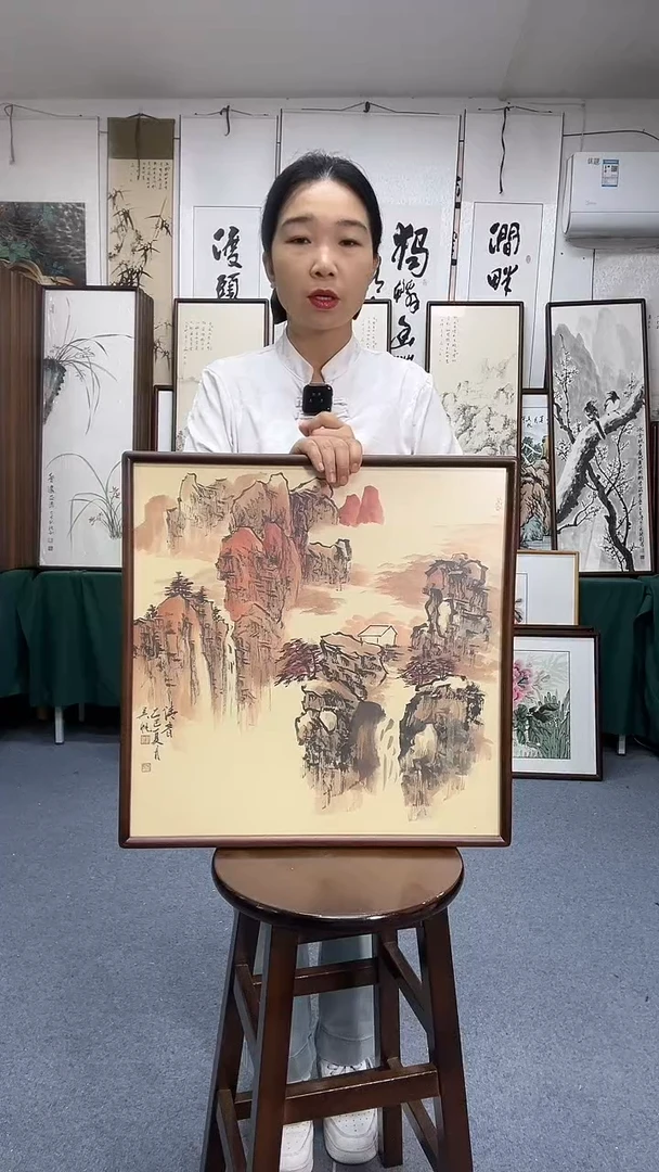 国画52*52实木画框京东包邮手绘