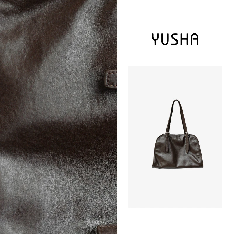 YUSHA/高档咖色植鞣贞贞包-1378