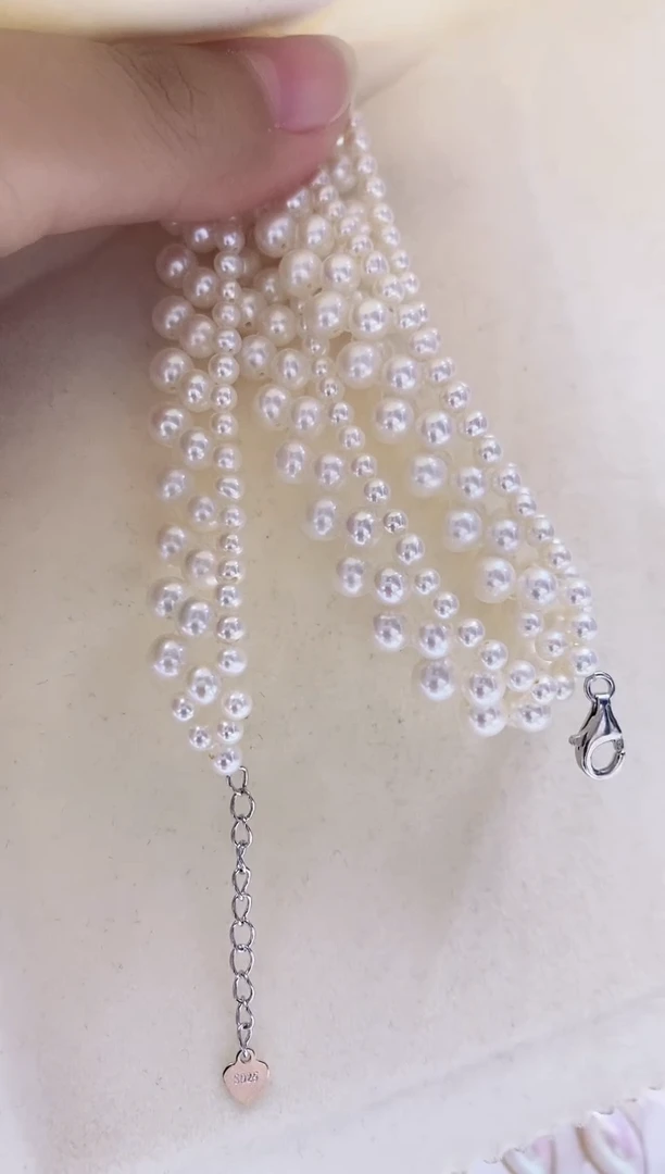 项链银S925镶嵌淡水珍珠淡水珍珠项链