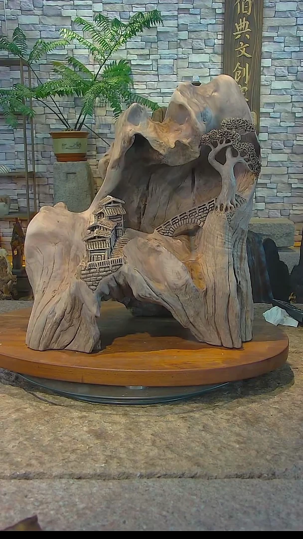 木千年阴沉木木山水摆件