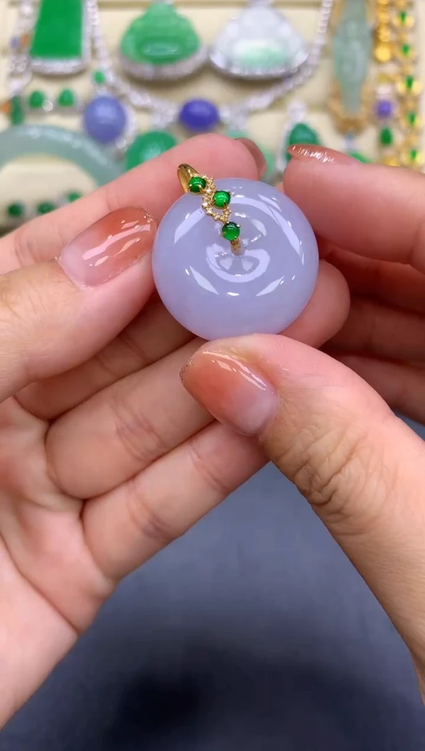 颈饰18K金镶嵌翡翠114-中国好珍宝