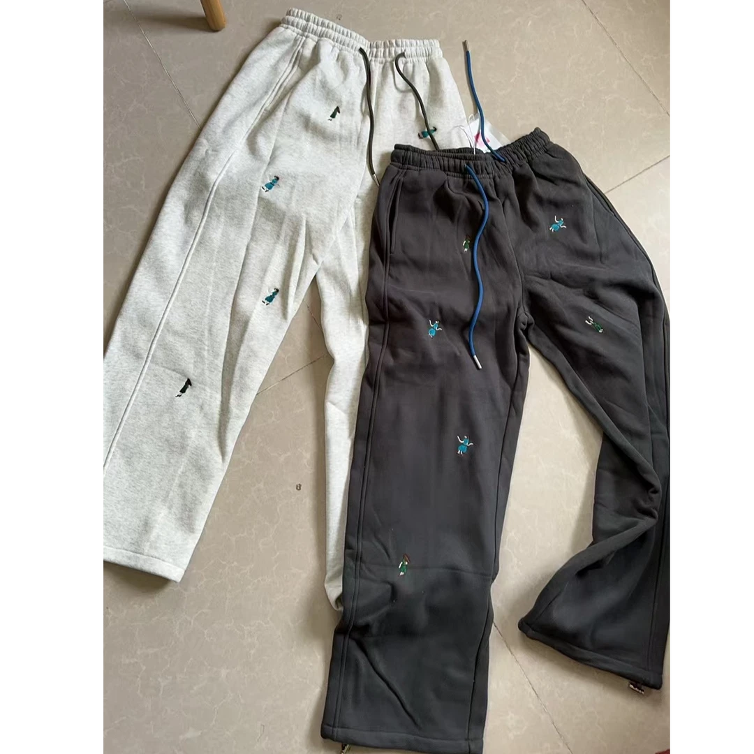 【文乐乐】秋冬新款高级个性卡通刺绣时尚休闲潮流百搭加绒卫裤1358