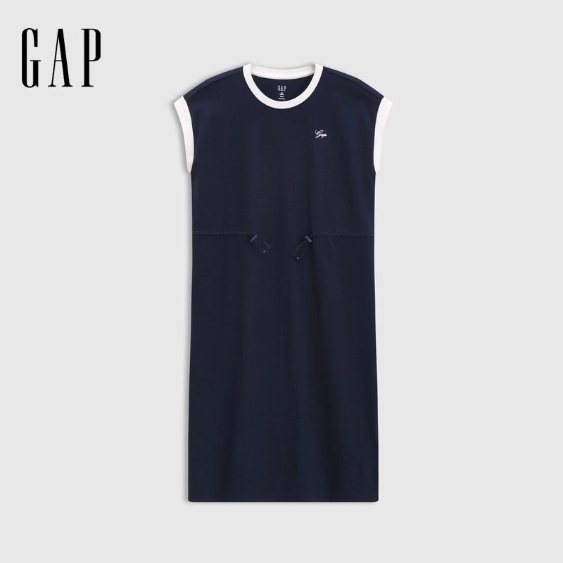 休闲女装2025夏季新款刺绣抽绳收腰中长小飞袖针织连衣裙764900