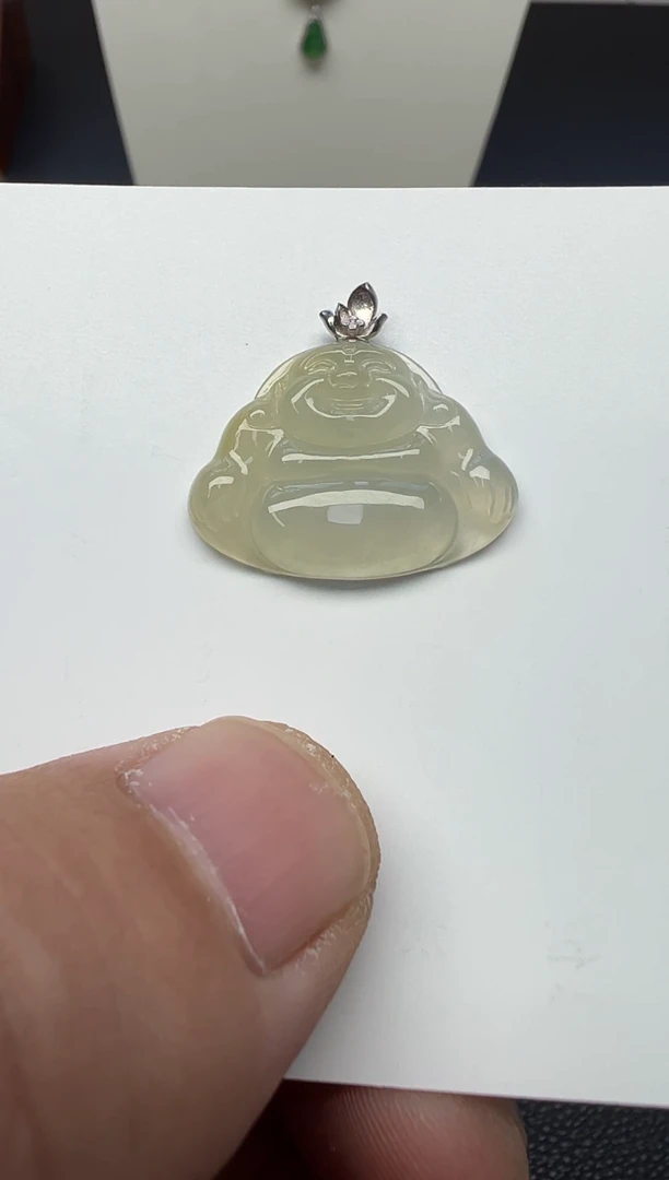 颈饰18K金镶嵌翡翠（17号链接）纯天然A货缅甸翡翠 佛公