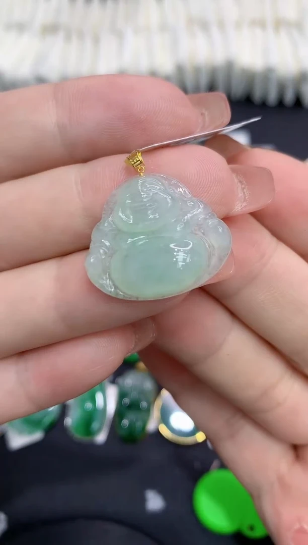 吊坠(不含链)18K金镶嵌翡翠11