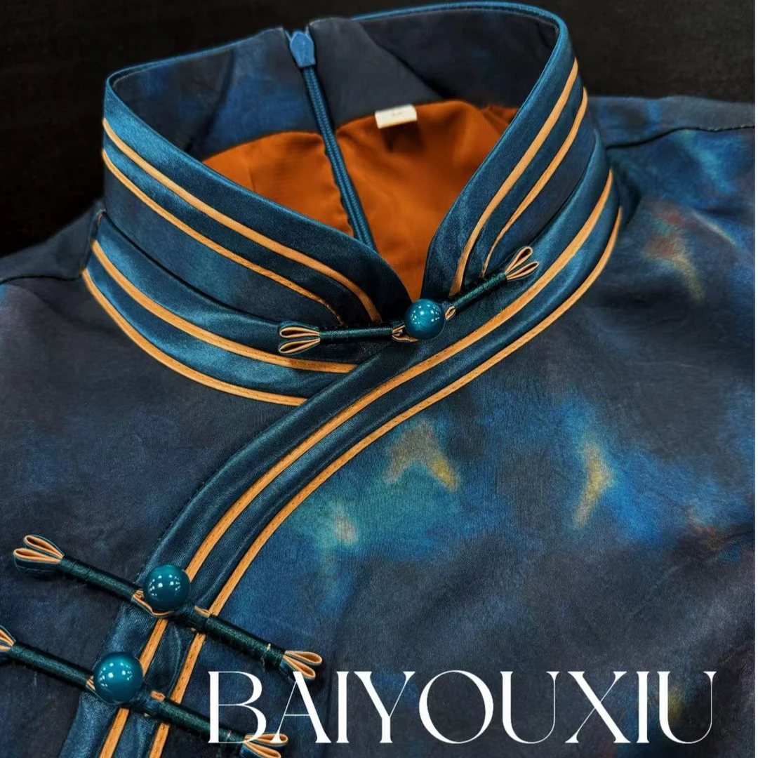 白幼秀新款2025复古时尚优雅中式立领港风款旗袍中国风旗袍5592