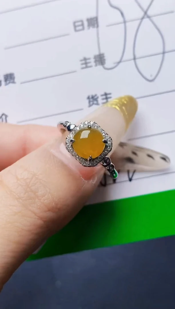 银S925镶嵌戒指翡翠6822