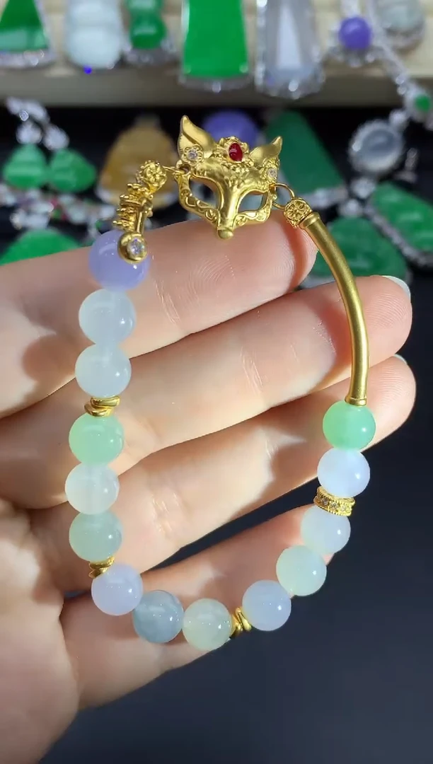 足金镶嵌手链翡翠陈***璘596-中国好珍宝