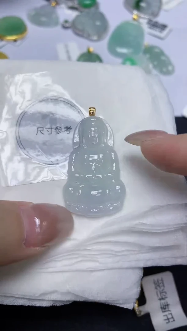 颈饰18K金镶嵌翡翠天然缅甸翡翠A货百元以上9元证书费自理