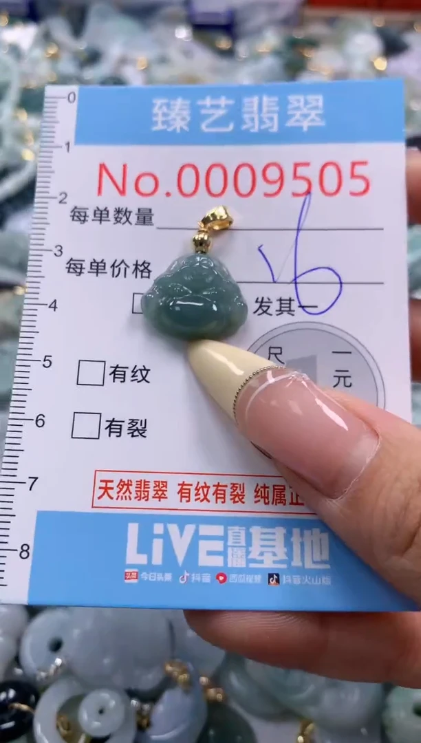 翡翠未镶嵌颈饰含绳0009505