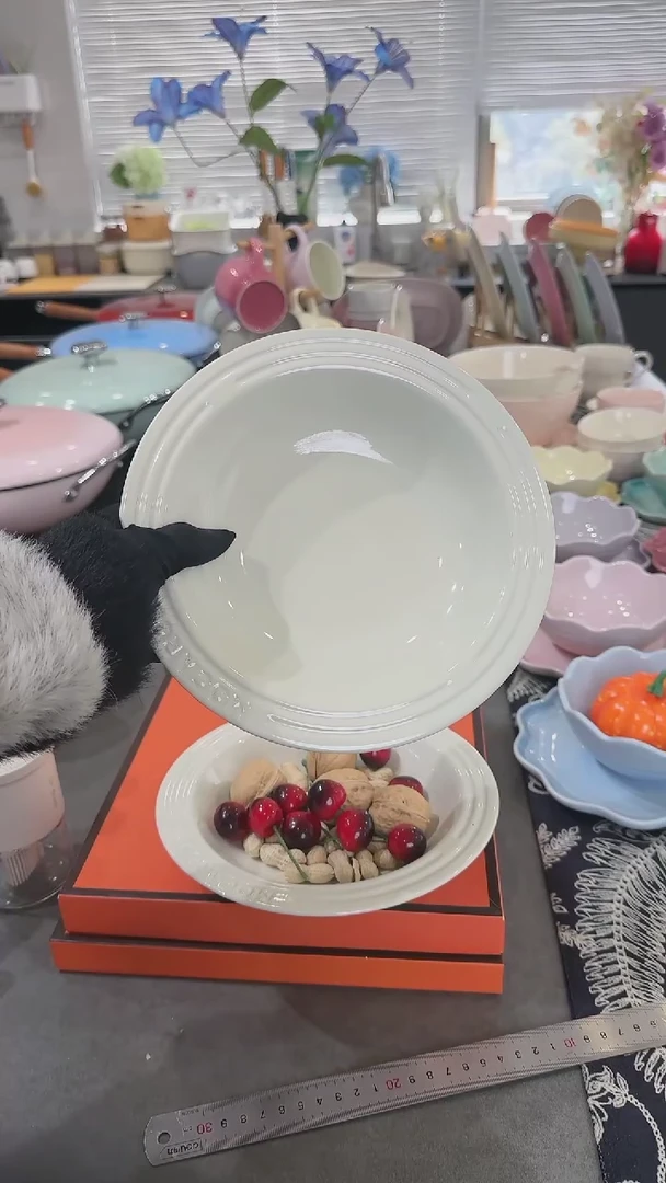 【闪购商品】瓷【2个装】奶油白草帽盘-20cm