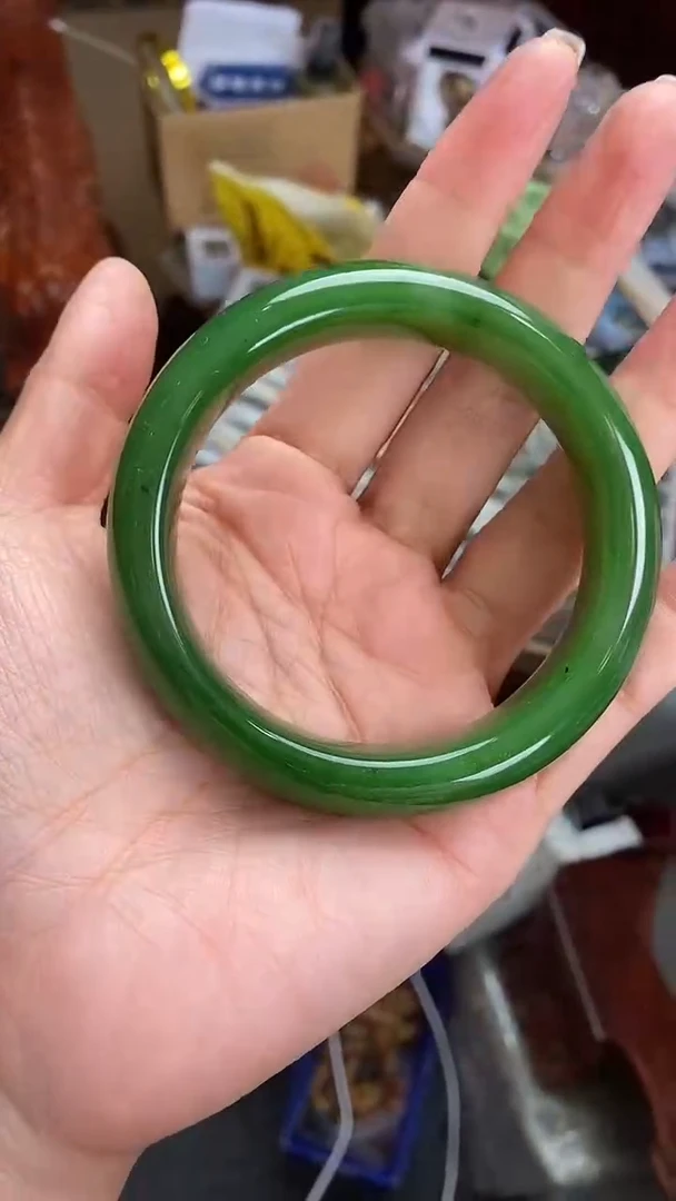 未镶嵌手镯和田玉（碧玉）喜**开和田玉碧玉手镯58mm