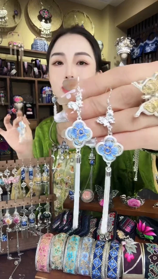 刺绣非遗刺绣民族风耳环