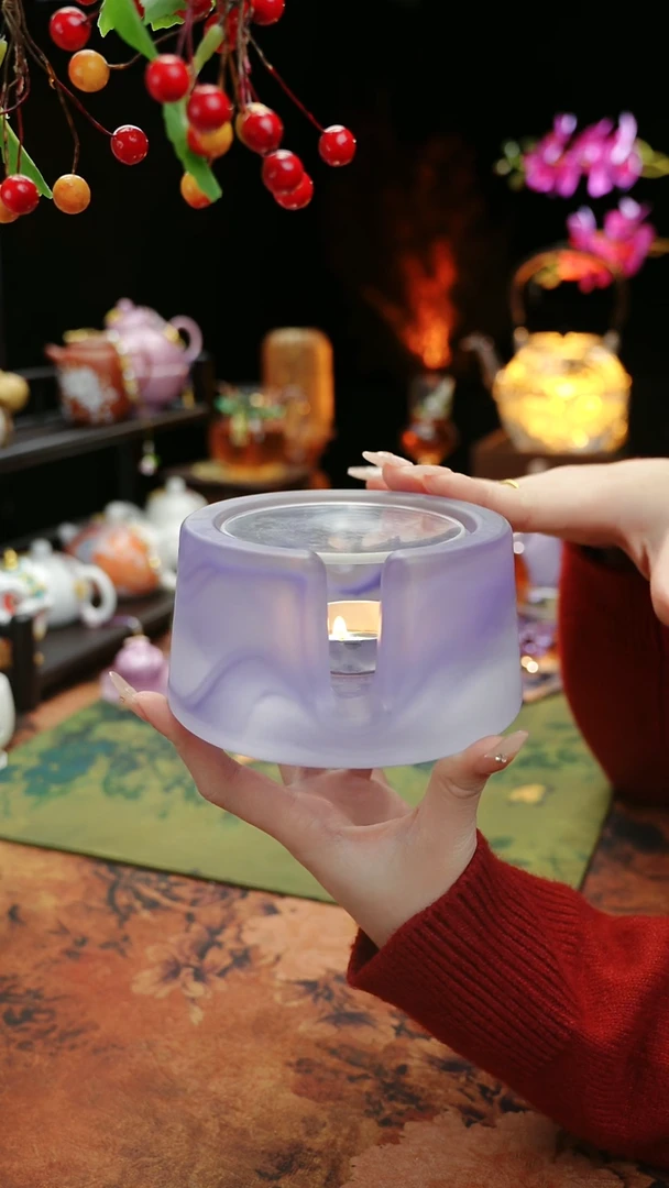 【闪购商品】紫色水晶琉璃蜡烛温茶台