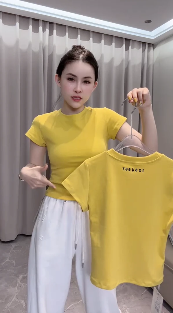 欧货2025新款数字刺绣休闲百搭圆领短袖t袖上衣显瘦洋气时尚打底