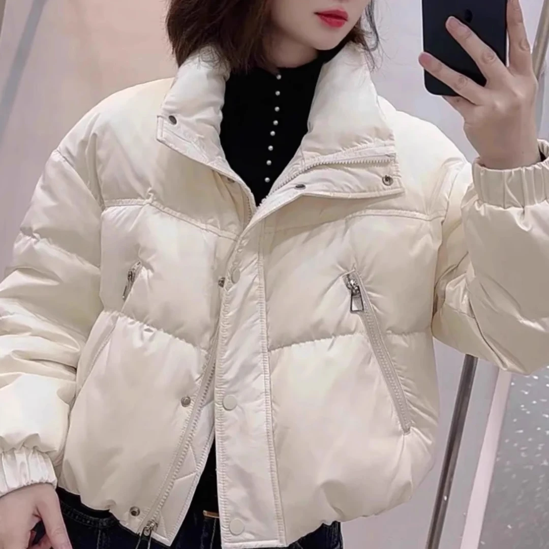 欧州站立领羽绒棉服女2024冬季新款宽松显瘦百搭减龄加厚短外套