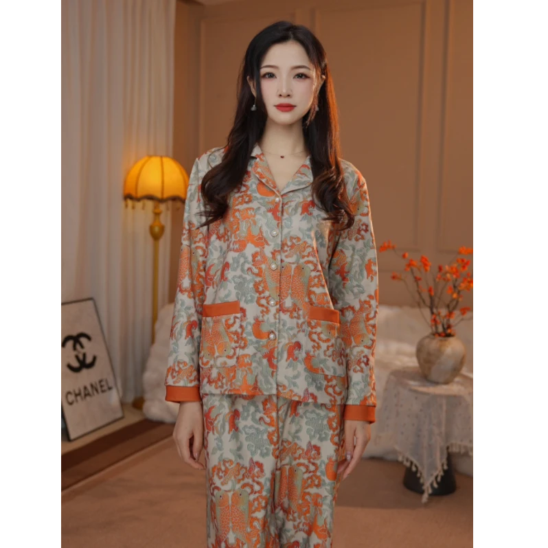 七七【鸿运锦鲤】ZZ2025冬款绵羊毛+桑蚕丝两件套可外穿家居服HS