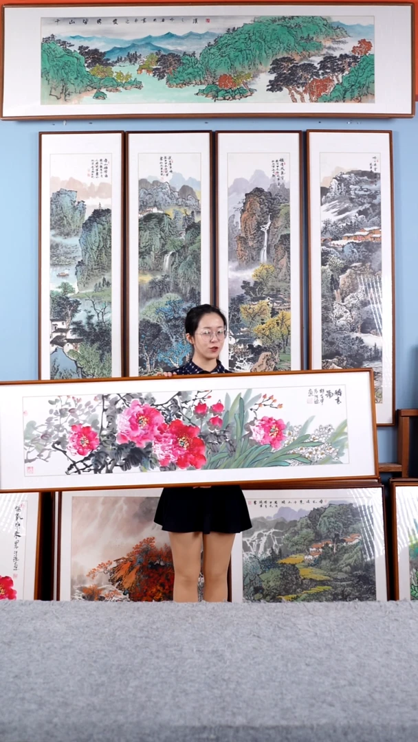 【闪购商品】国画汪琼《醉春图》手绘带框162*47