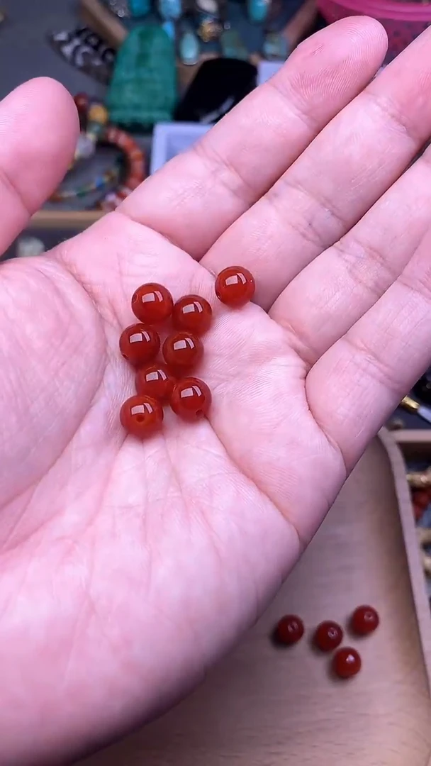 未镶嵌配饰南红玛瑙圆珠卡8mm 8个发