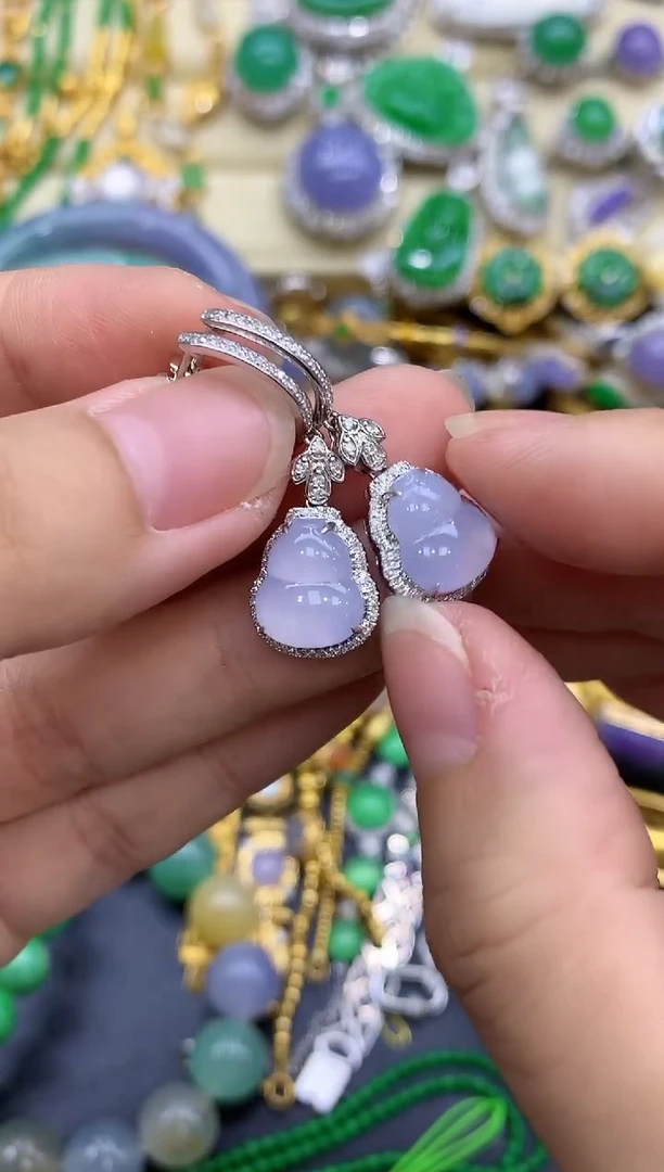 18K金镶嵌翡翠耳饰450-中国好珍宝